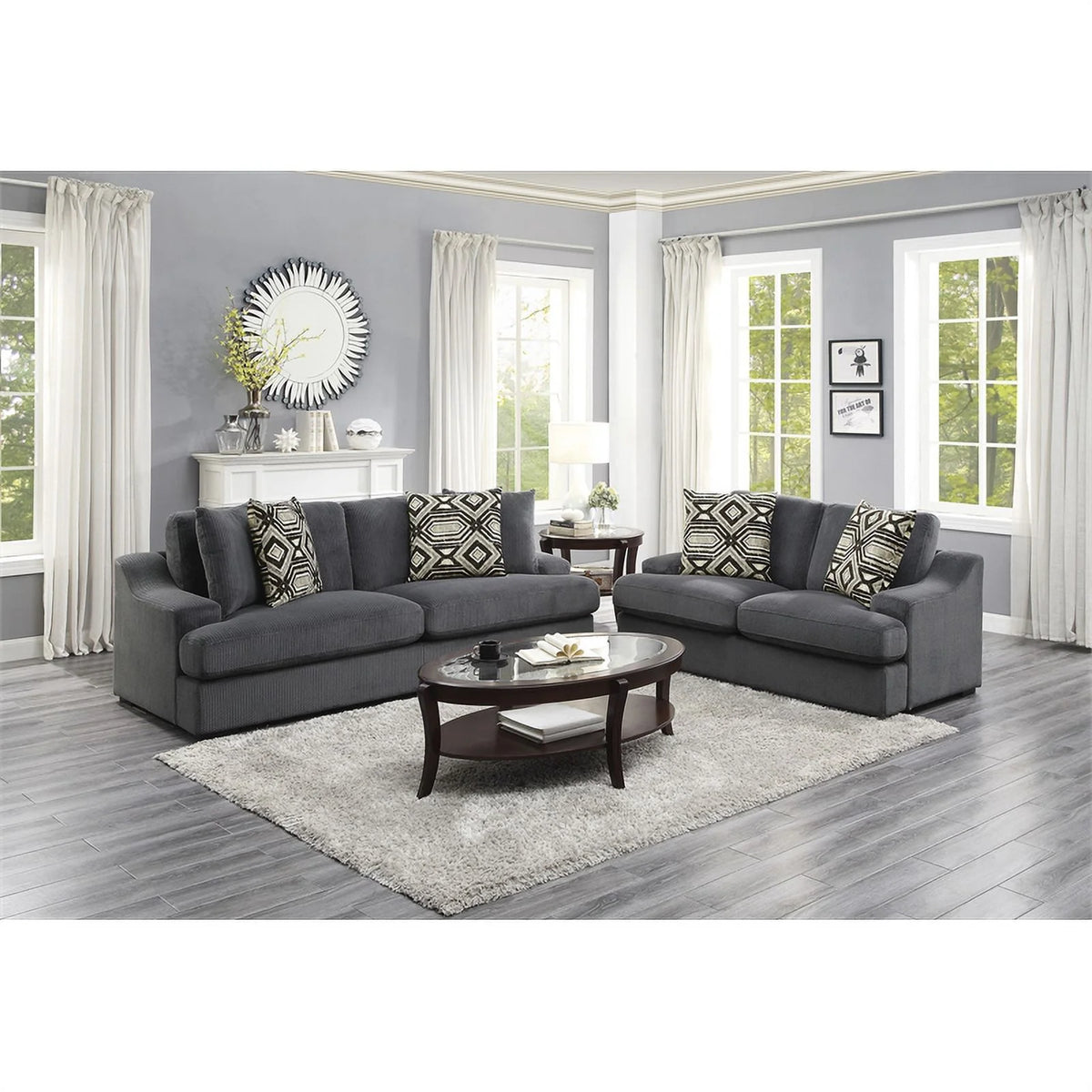 Dark Gray Microfiber Upholstered Loveseat N4983