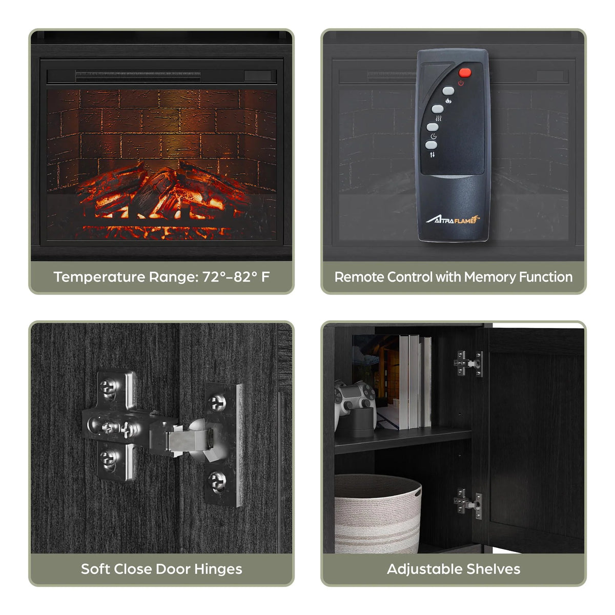 Black Oak Electric Fireplace TV Stand P394018