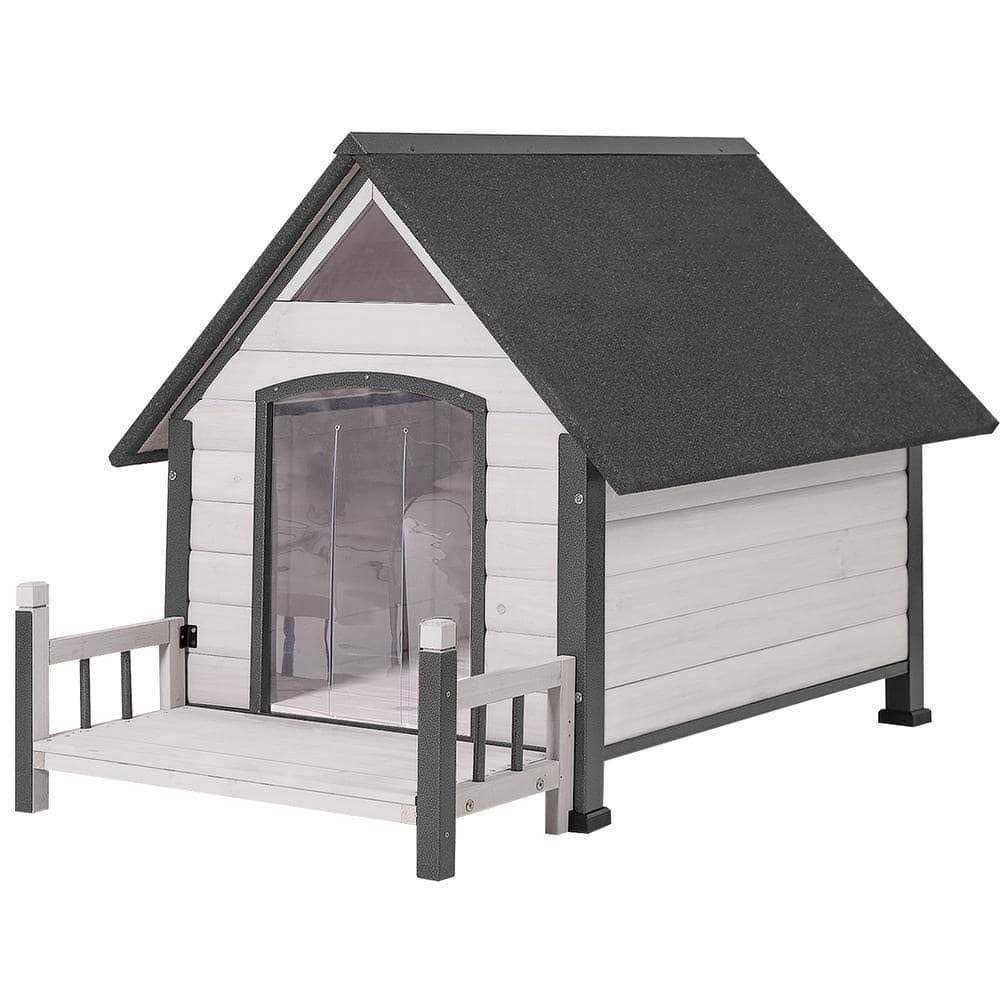 Outdoor Dog House with Porch Iron Frame I826659