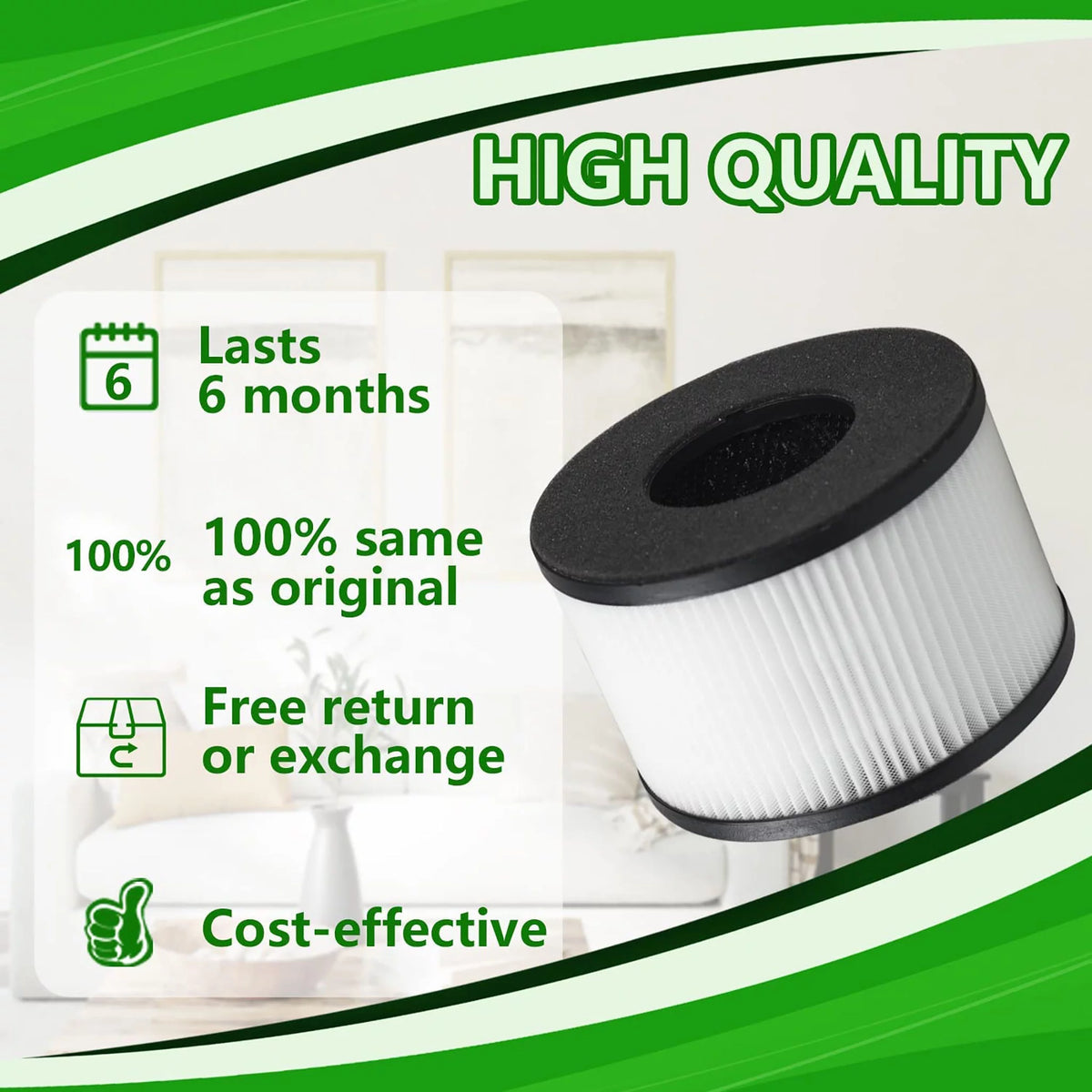 True HEPA Filter with Pre-Filter Activated Carbon Filter V8095