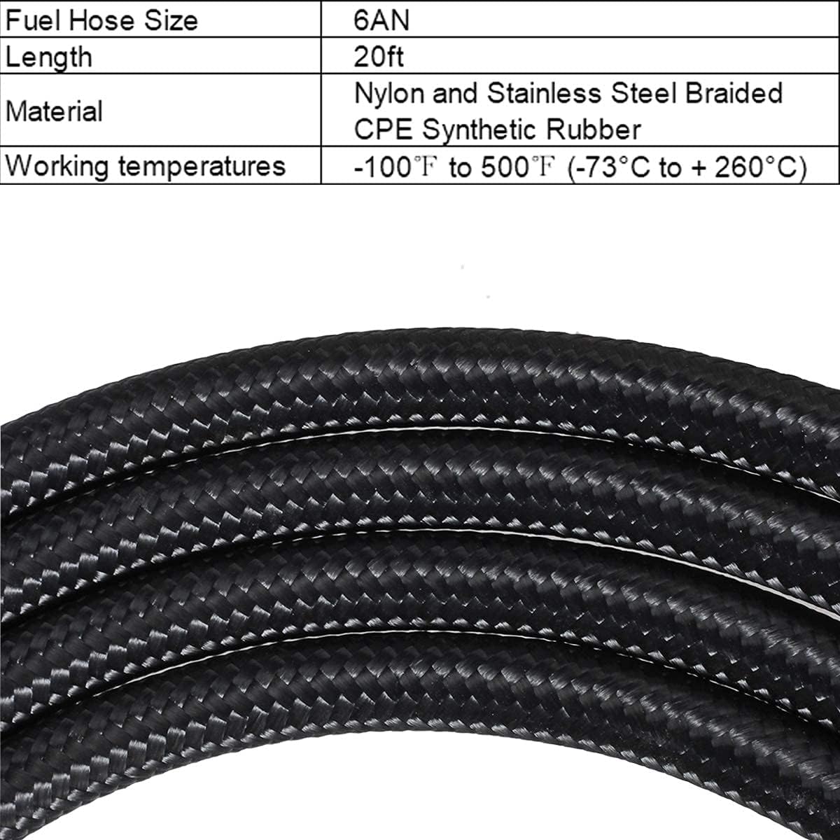 6AN 20FT Nylon Stainless Steel Braided Fuel Line Hose with 10PCS 6AN Swivel Adapter Kit I5440