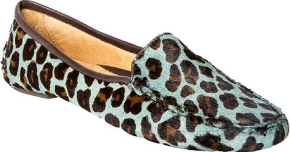 Teal Blue Leopard Driving Moccasin V401