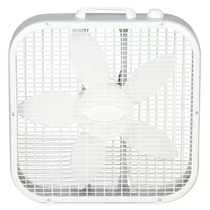 20 in. 3 Speed White Box Fan with Carry Handle P5368