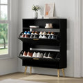 Black Narrow Shoe Cabinet with 2 Flip Drawers U603501