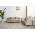 Beige 2 Piece Velvet Loveseat and Sofa Set R470312
