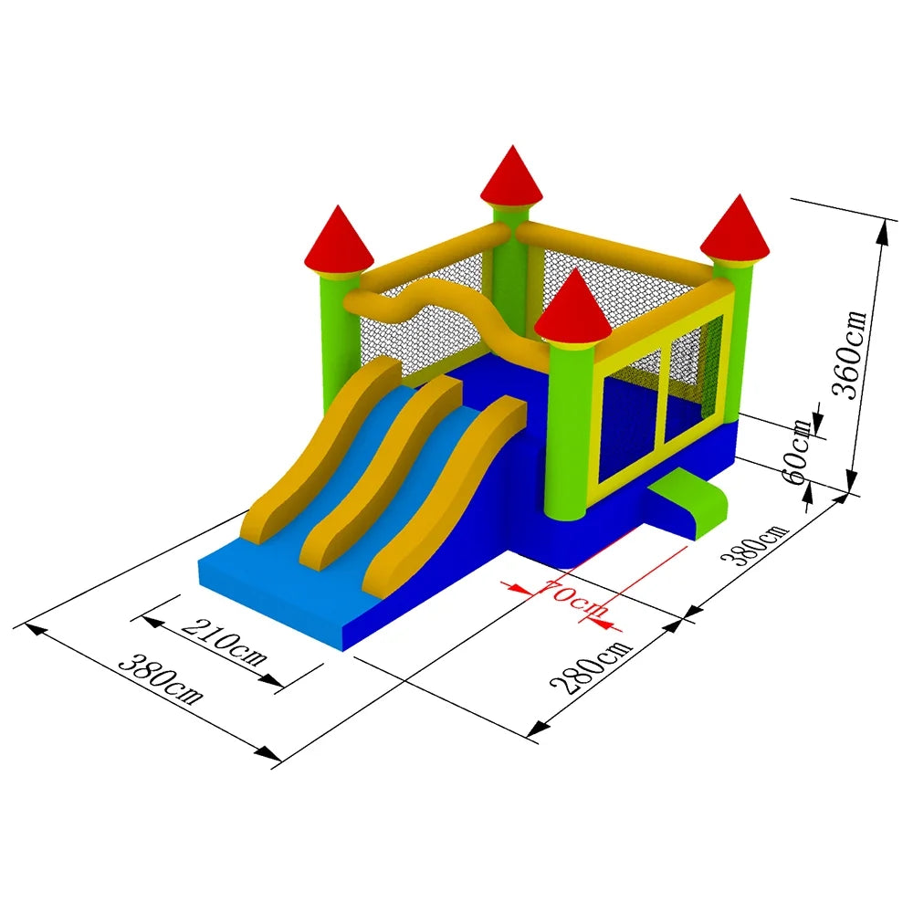 Mega Double Slide Castle Bounce House PVC with Blower A307