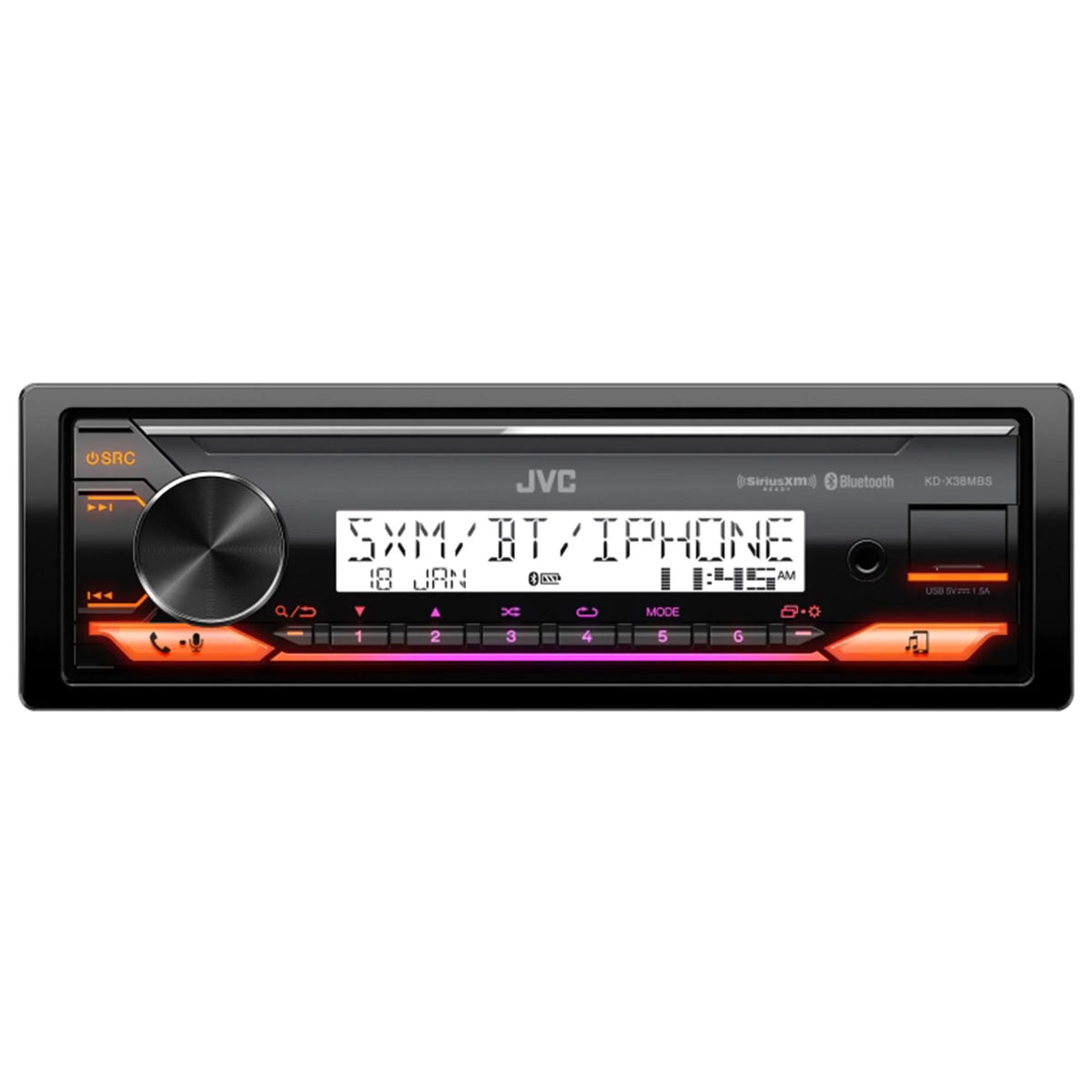 1-Din Car Marine Stereo Receiver with Bluetooth USB E853