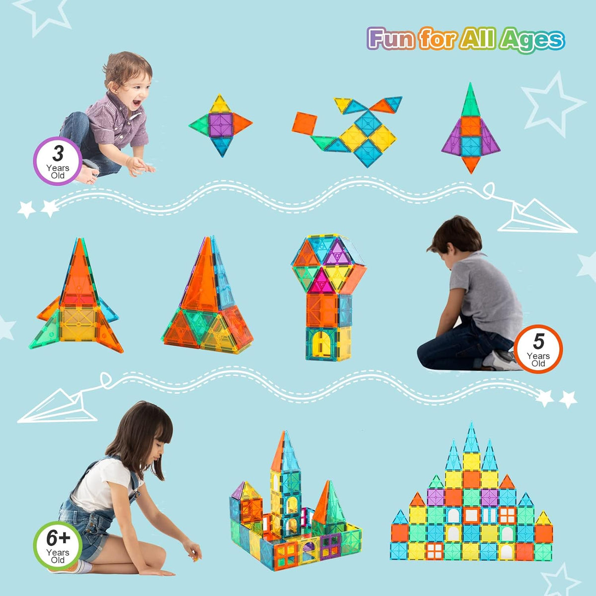 96 Pcs Magnetic Building Blocks with 2 Cars R8495