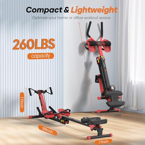 4 in 1 Foldable Rowing Machine with LCD Monitor W8041