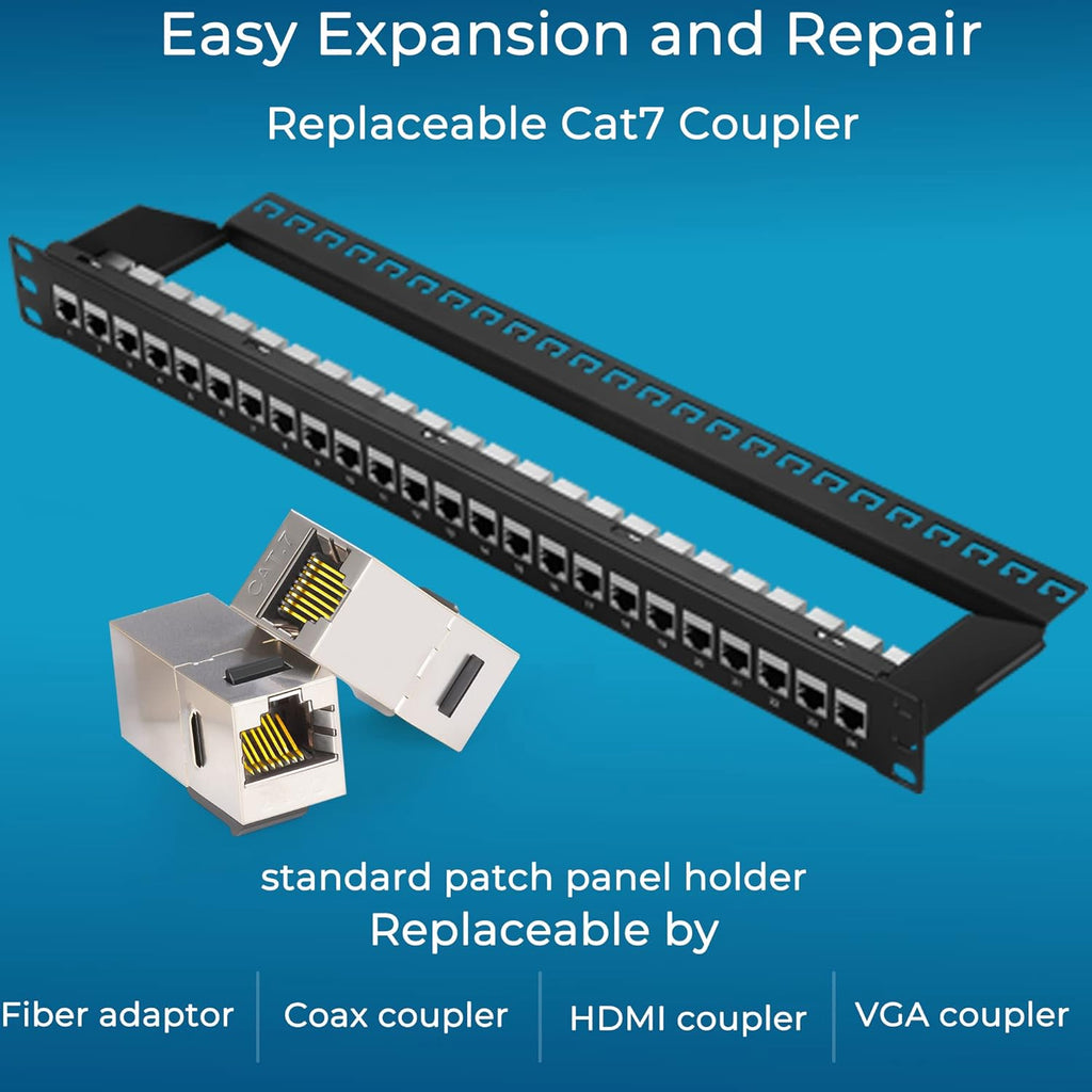 24 Port Cat7 Shielded 1U Network Patch Panel R3861