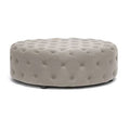 Beige Linen Tufted Ottoman Z4770