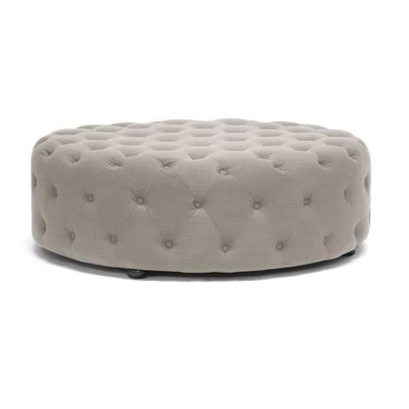 Beige Linen Tufted Ottoman Z4770