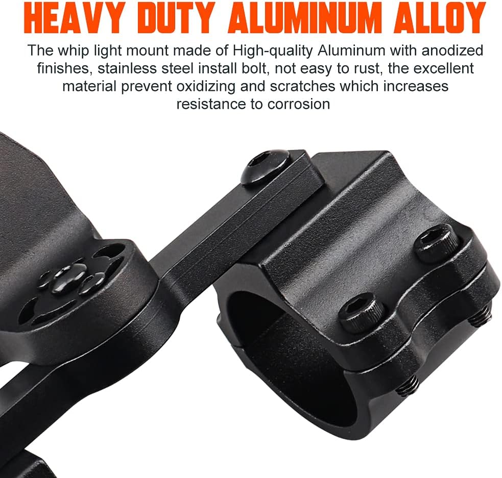 360° Rotating Aluminum Alloy UTV Whip Light Mount for 1.75'' to 2'' Roll Cage (1 Pack) O7103