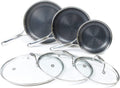 6 Piece Hybrid Stainless Steel Non-Stick Cookware Pan Set with Glass Lids D16800