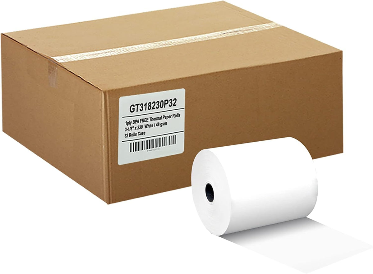Thermal Paper Receipt Rolls 3 1/8 x 230, BPA Free, 32 Rolls U43675