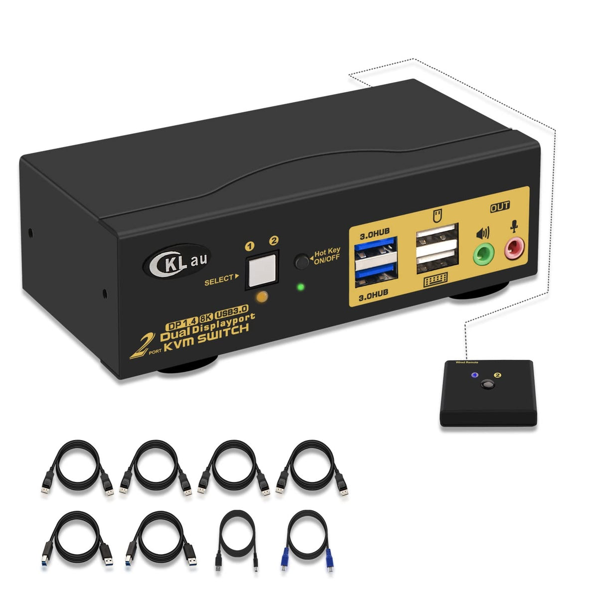 2 Port Dual Monitor Displayport USB 3.0 4K 60Hz KVM Switch B214