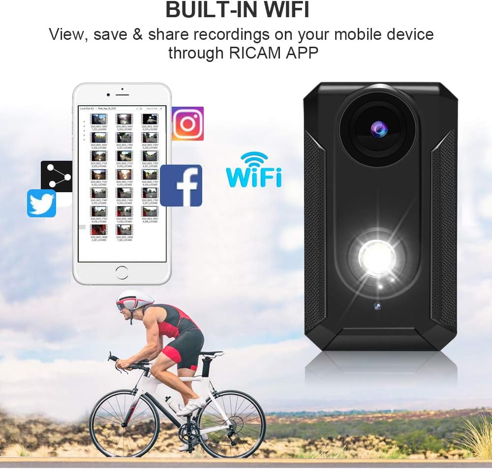 Bike Camera with Front Light, Full HD WiFi, 400 Lumen F75964