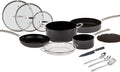 13 Piece Hard-Anodized Nonstick Black Pots and Pans Set I452