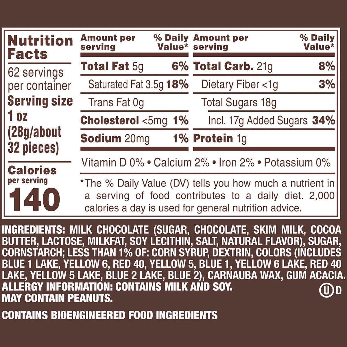Milk Chocolate Candy, 62 oz Jar C823