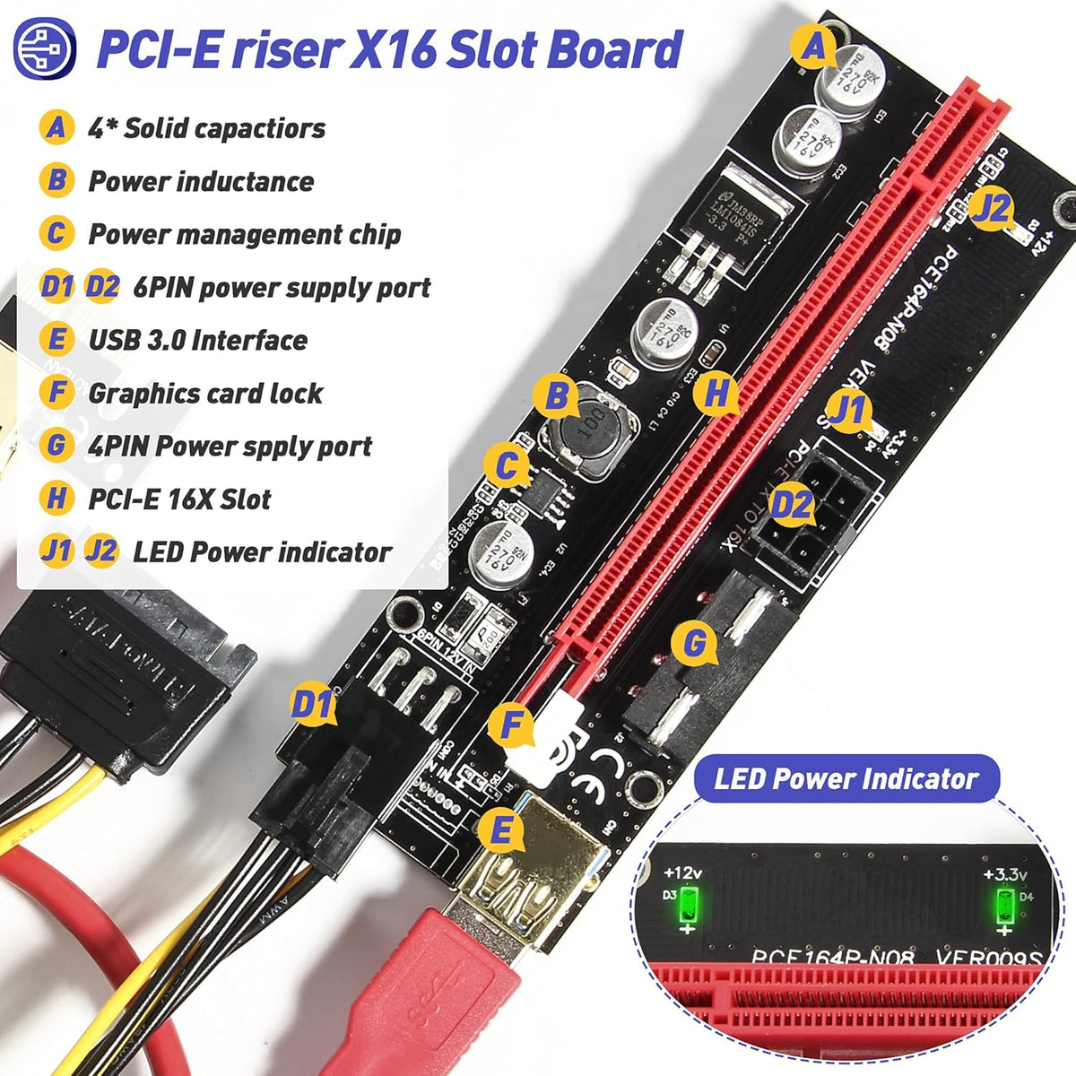 PCIE Riser Express Cable 1X to 16X 6 Pack U82469