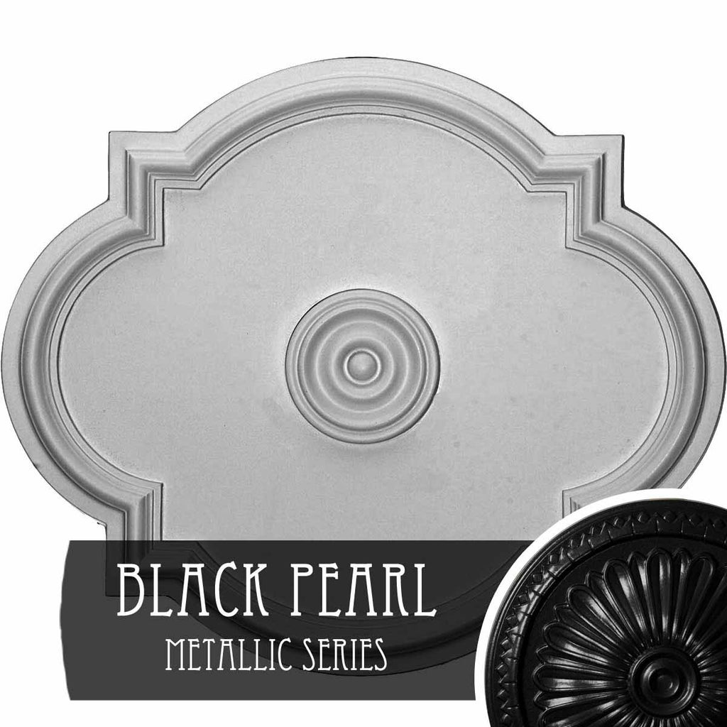24 inchw x 20 1/2 inchh x 1 1/8 inchp Hand-Painted Black Pearl Ceiling Medallion S613