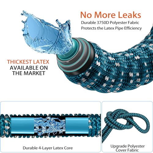 100 FT Expandable Garden Hose with 3/4" Solid Brass Fittings and 10 Pattern Spray Nozzle J9076