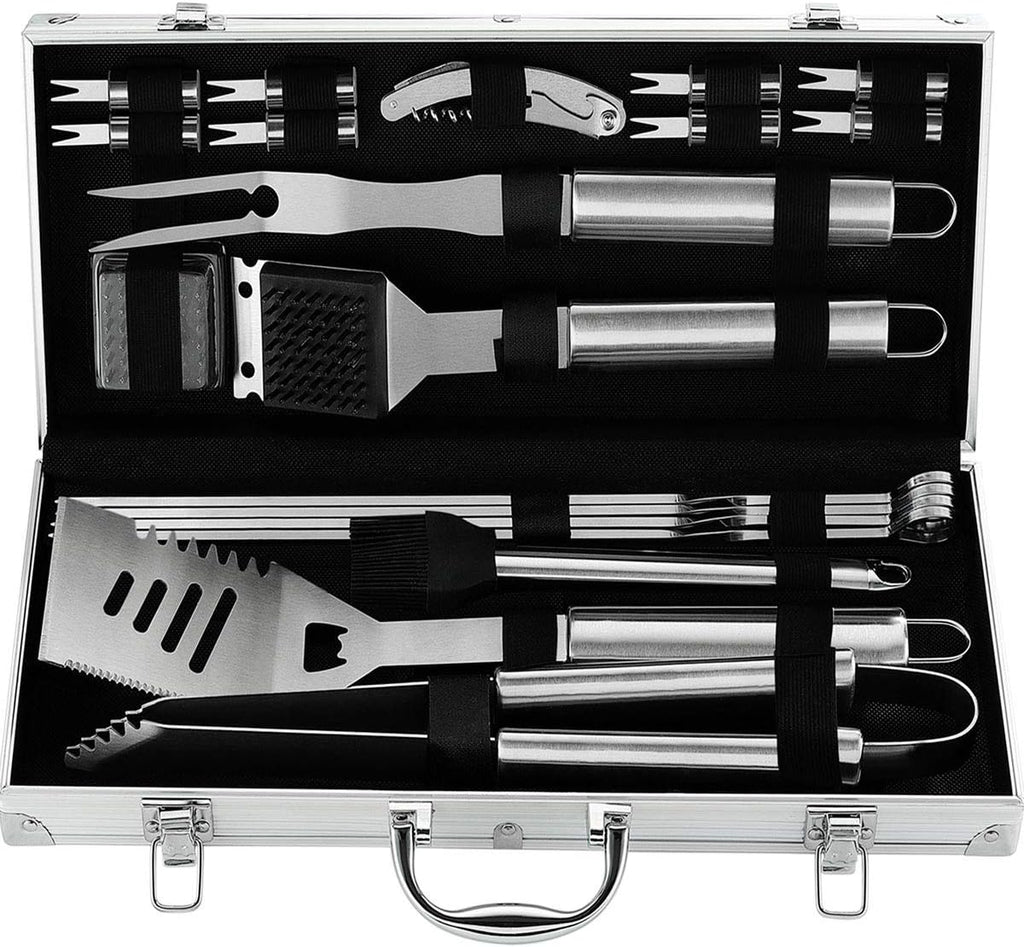 20 Pc Heavy Duty Stainless Steel BBQ Grill Tools Set with Aluminum Storage Case Q575291