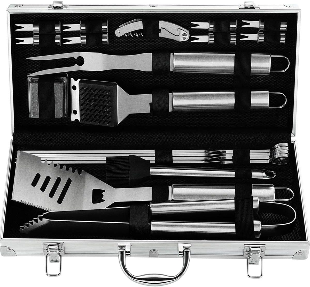 20 Pc Heavy Duty Stainless Steel BBQ Grill Tools Set with Aluminum Storage Case Q575291