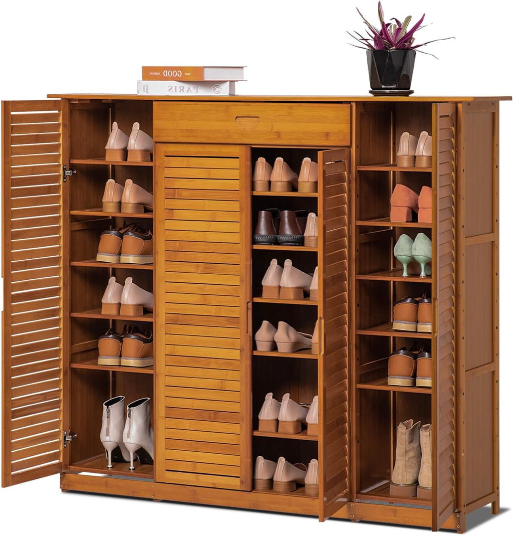 Bamboo 7-Tier Shoe Organizer with Drawer Z391602
