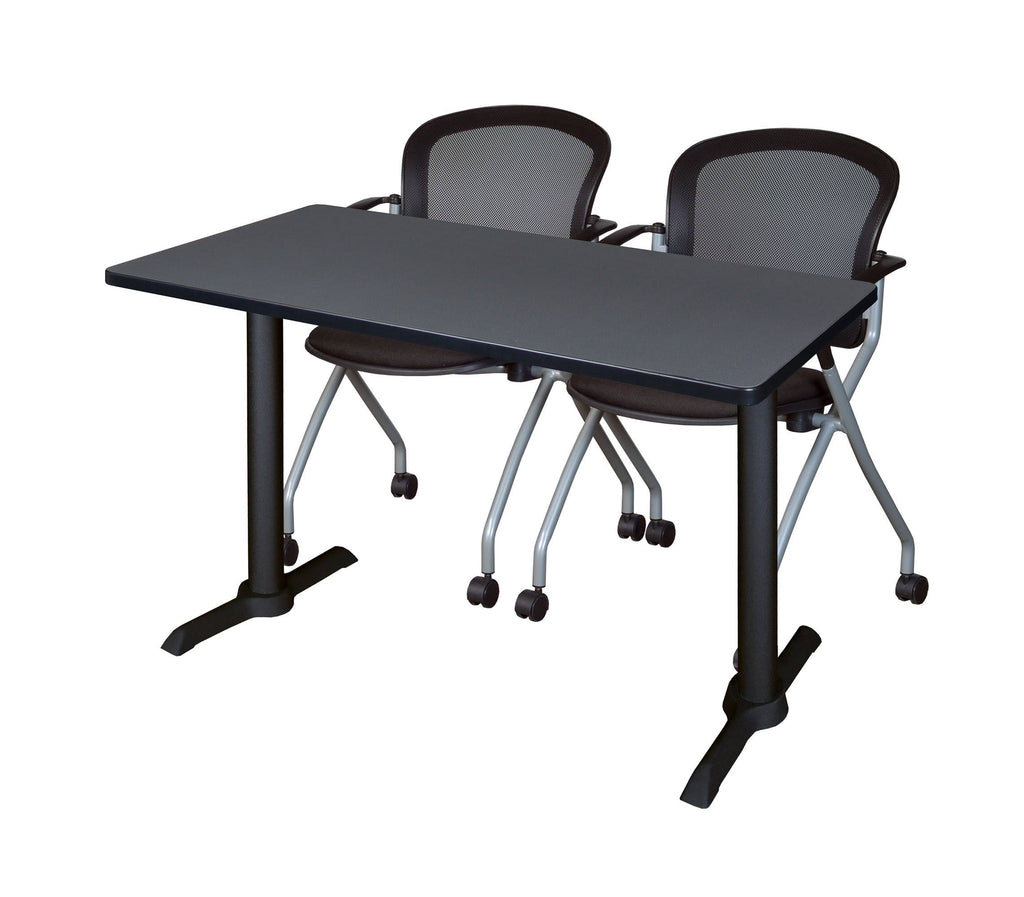 48 x 24 in. Grey Training Table & 2 Black Nesting Chairs P3817