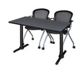 48 x 24 in. Grey Training Table & 2 Black Nesting Chairs P3817