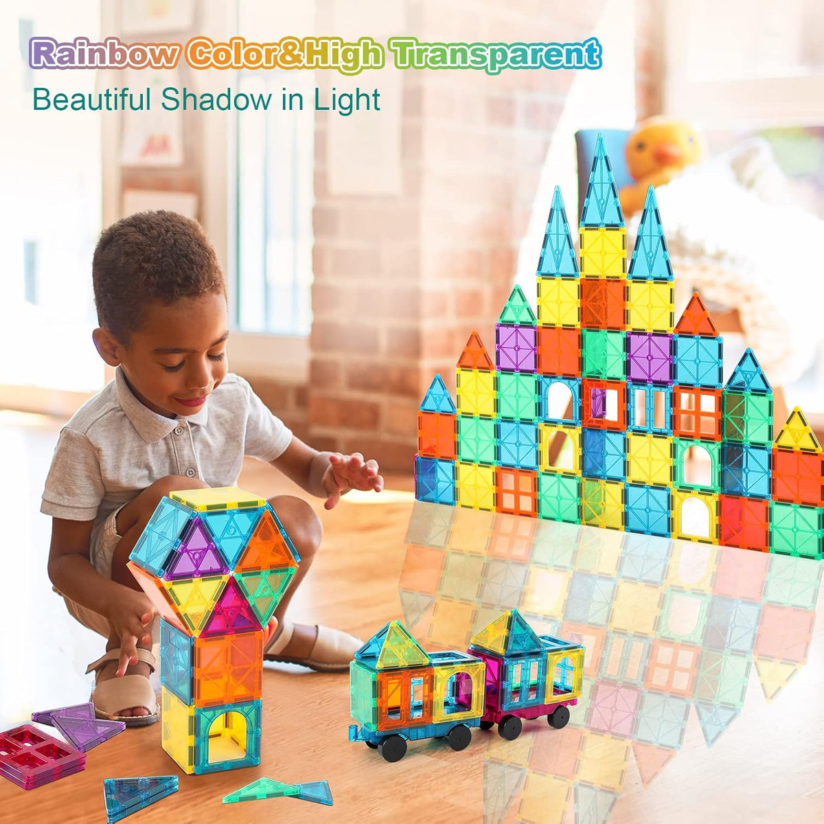 96 Pcs Magnetic Building Blocks with 2 Cars R8495