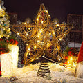 Rattan Natural Star Christmas Tree Topper with 50 Warm LED Lights D935717