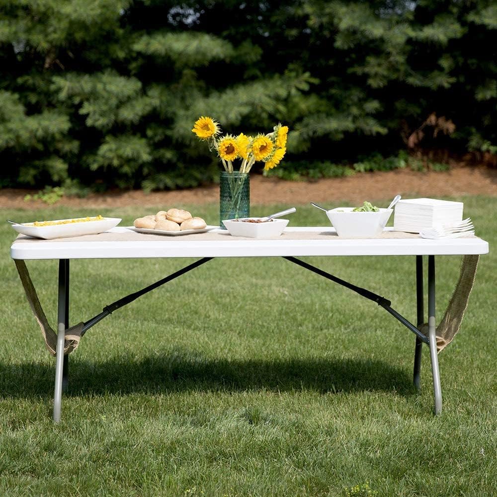 Folding Plastic Dining Table with Handle White 8ft K8247