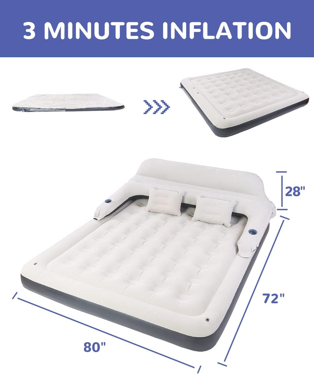 Queen 9 Raised Portable Double Inflatable Air Mattress with Backrest U6836