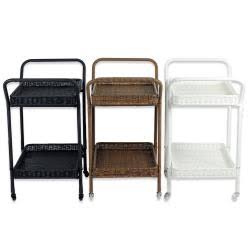 Brown Wicker Patio Serving Cart W509