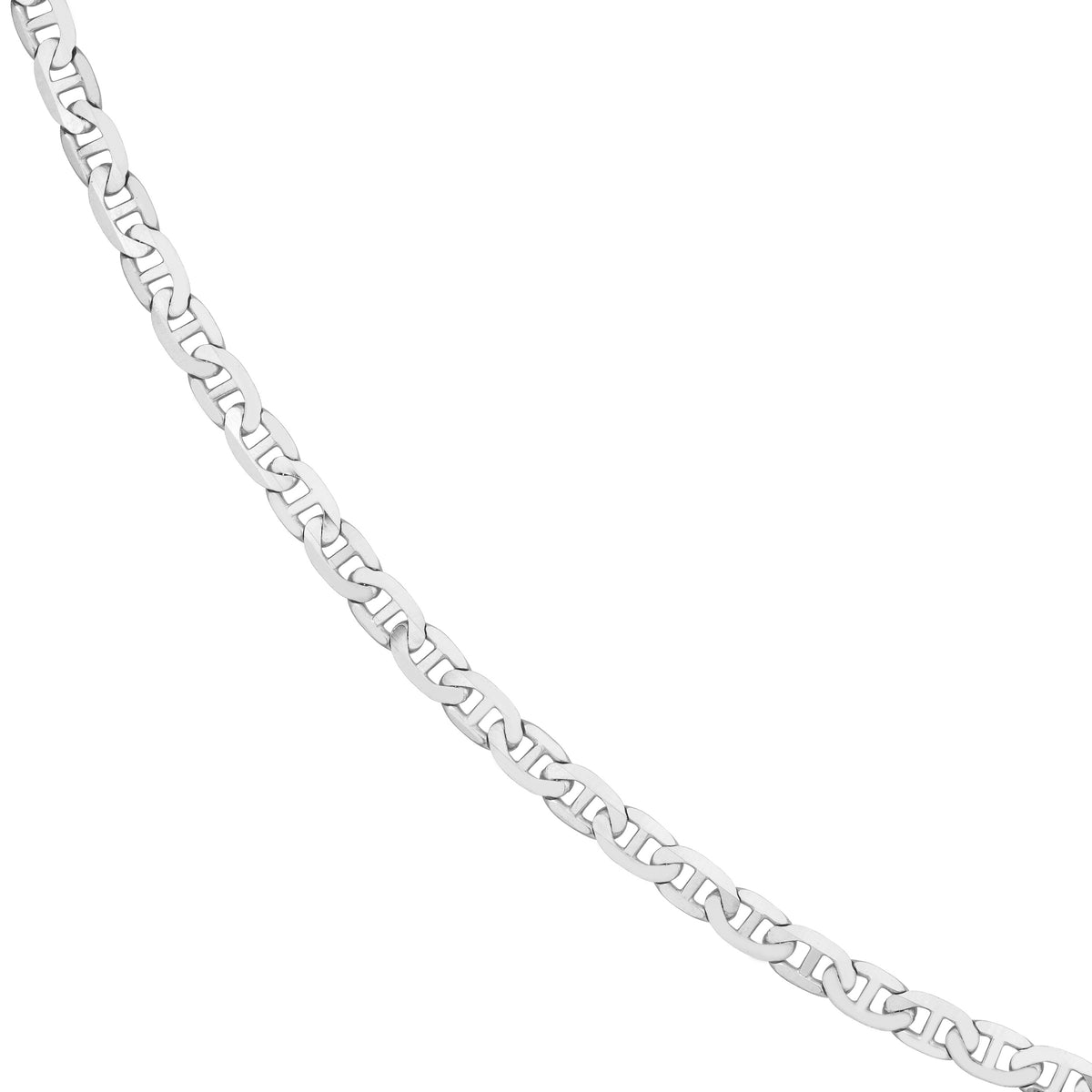 14K White Gold 18" 5.6mm Flat Mariner Chain Necklace O1251