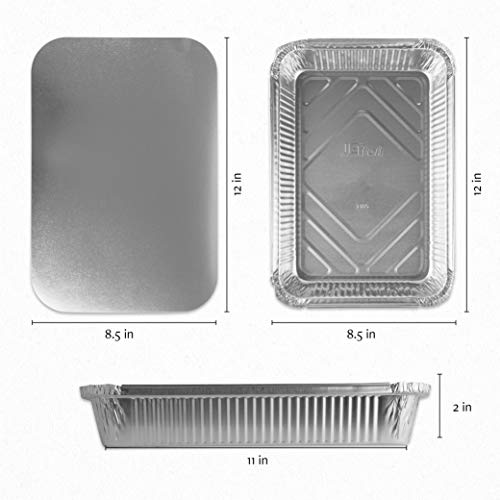 Disposable 4 LB Aluminum Oblong Baking Pans 12'' X 8'' X 2'' Inch With Cardboard Lids Bakeware Pack of 10 Pans and 10 Lids L3036