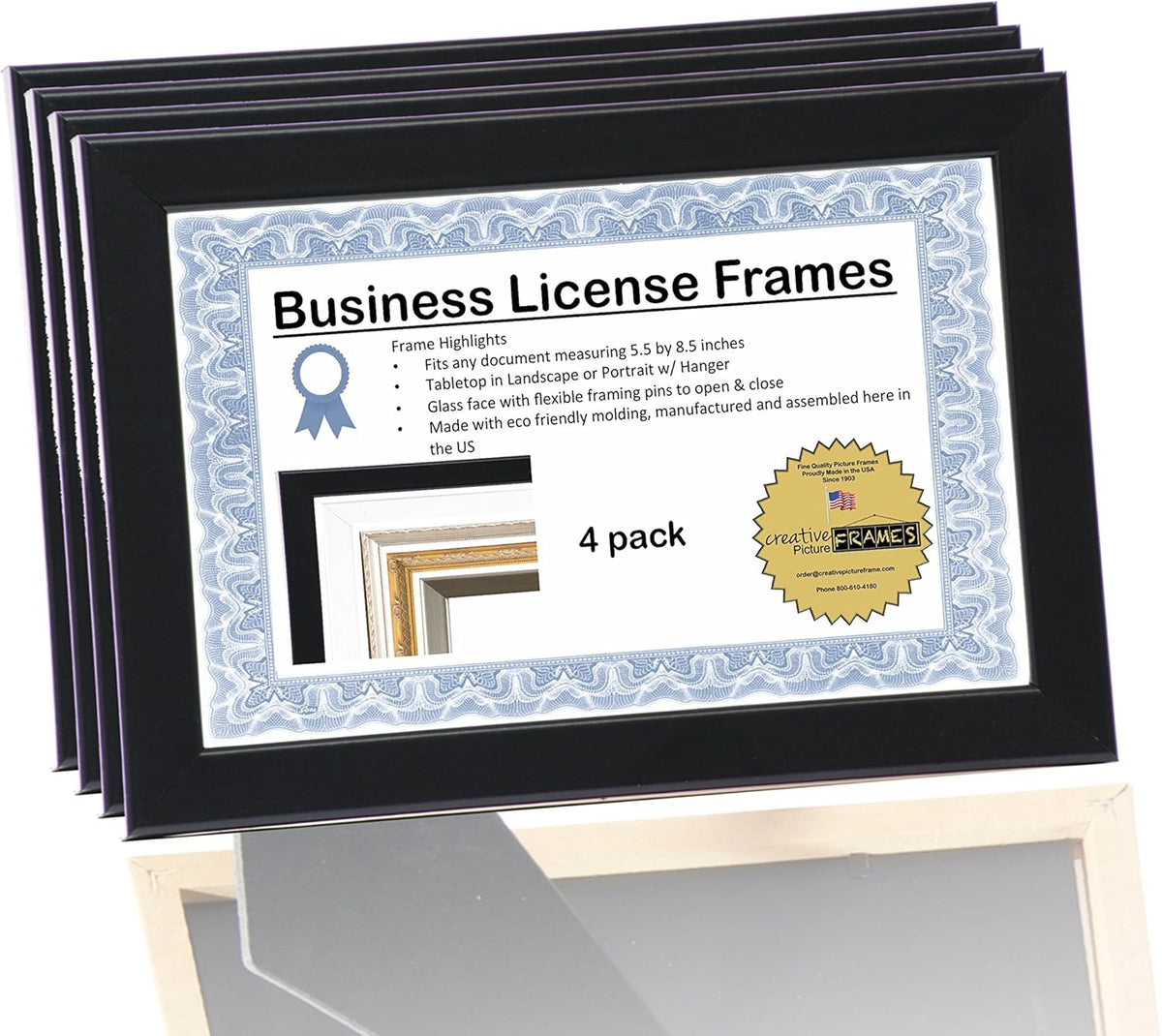 Black 5.5x8.5 Certificate Frame, 4 Pack S666704