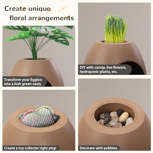 Grey Extra Large Hidden Litter Box Enclosure with Artificial Plants Q58222