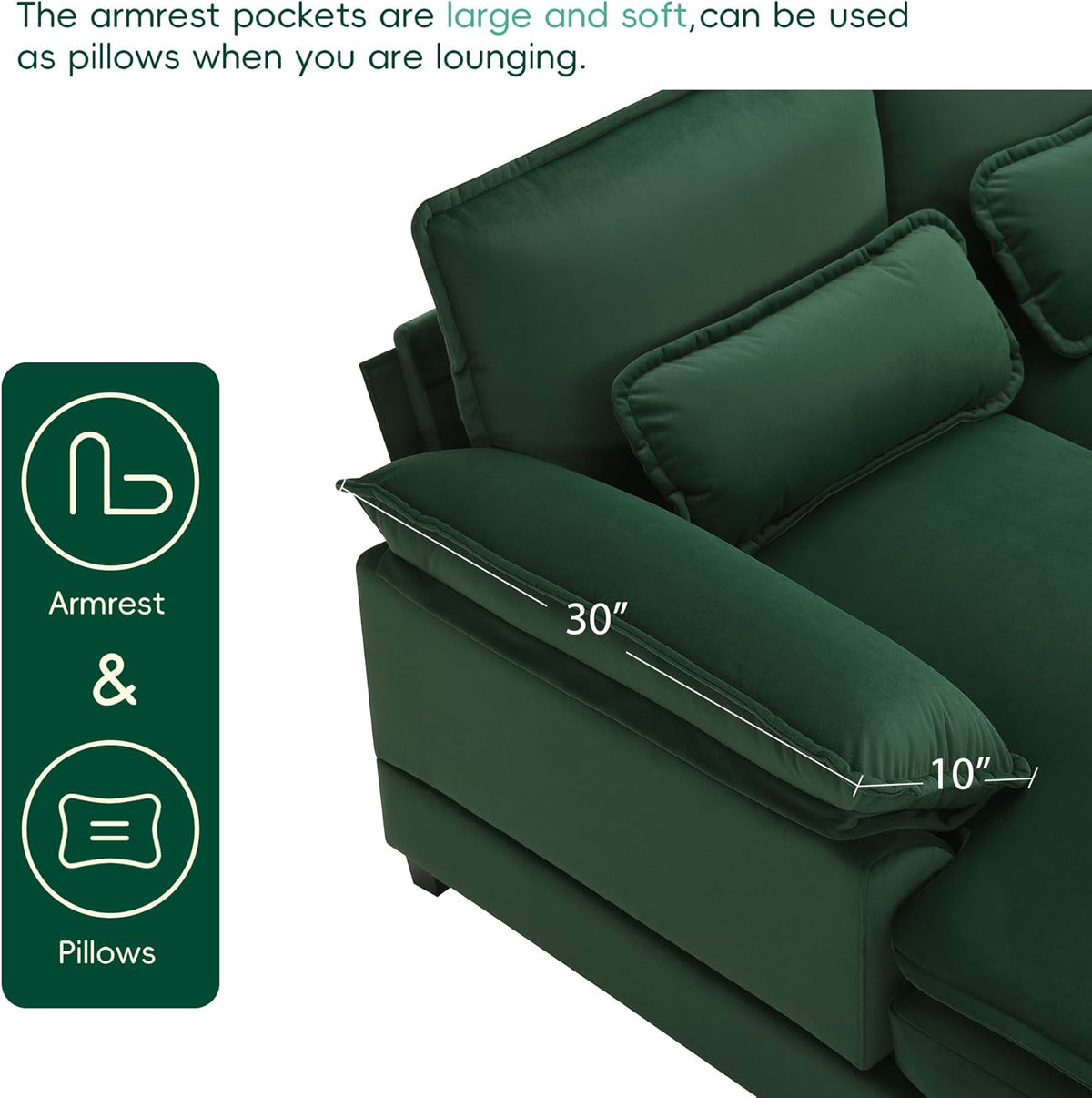 Green Upholstered Sectional Sofa with Chaise Lounge Z12241