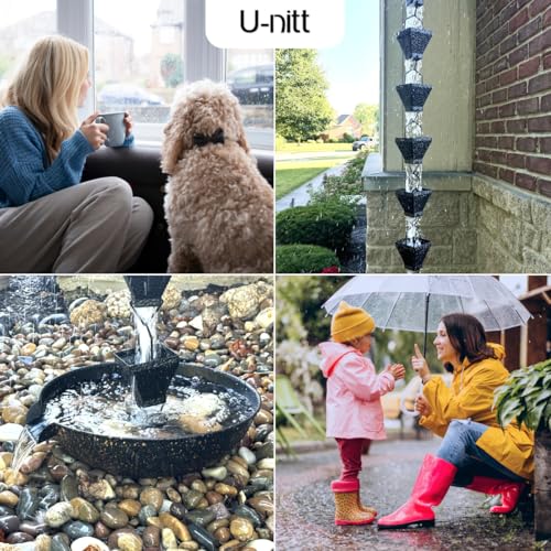 8.5 FT Metal Black Rain Chain with Square Cups D52874