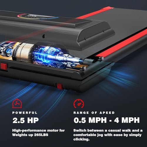 2 in 1 Walking Pad Treadmill with Remote Control 265LB Capacity Z907317