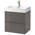 High Gloss Gray Sink Cabinet with 2 Drawers T91821