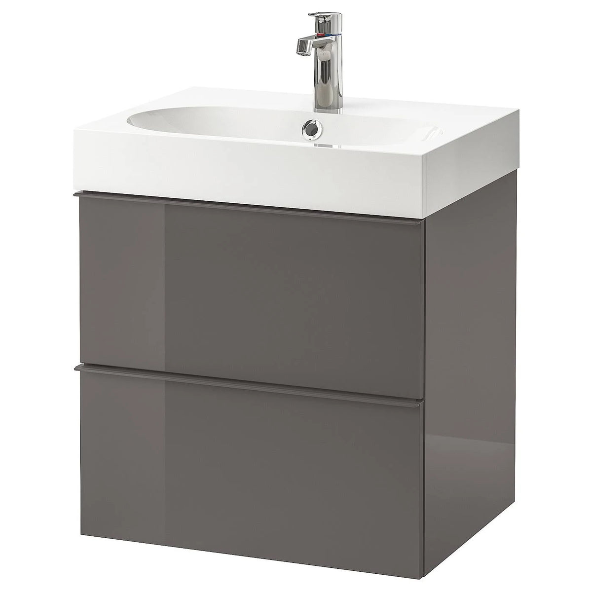 High Gloss Gray Sink Cabinet with 2 Drawers T91821