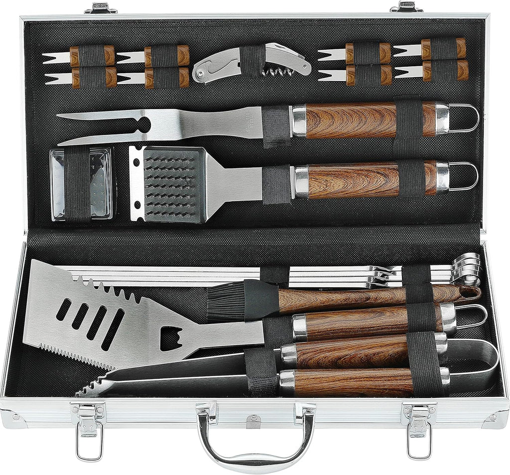 20 Pc Heavy Duty Stainless Steel BBQ Grill Tools Set with Aluminum Storage Case Q575291