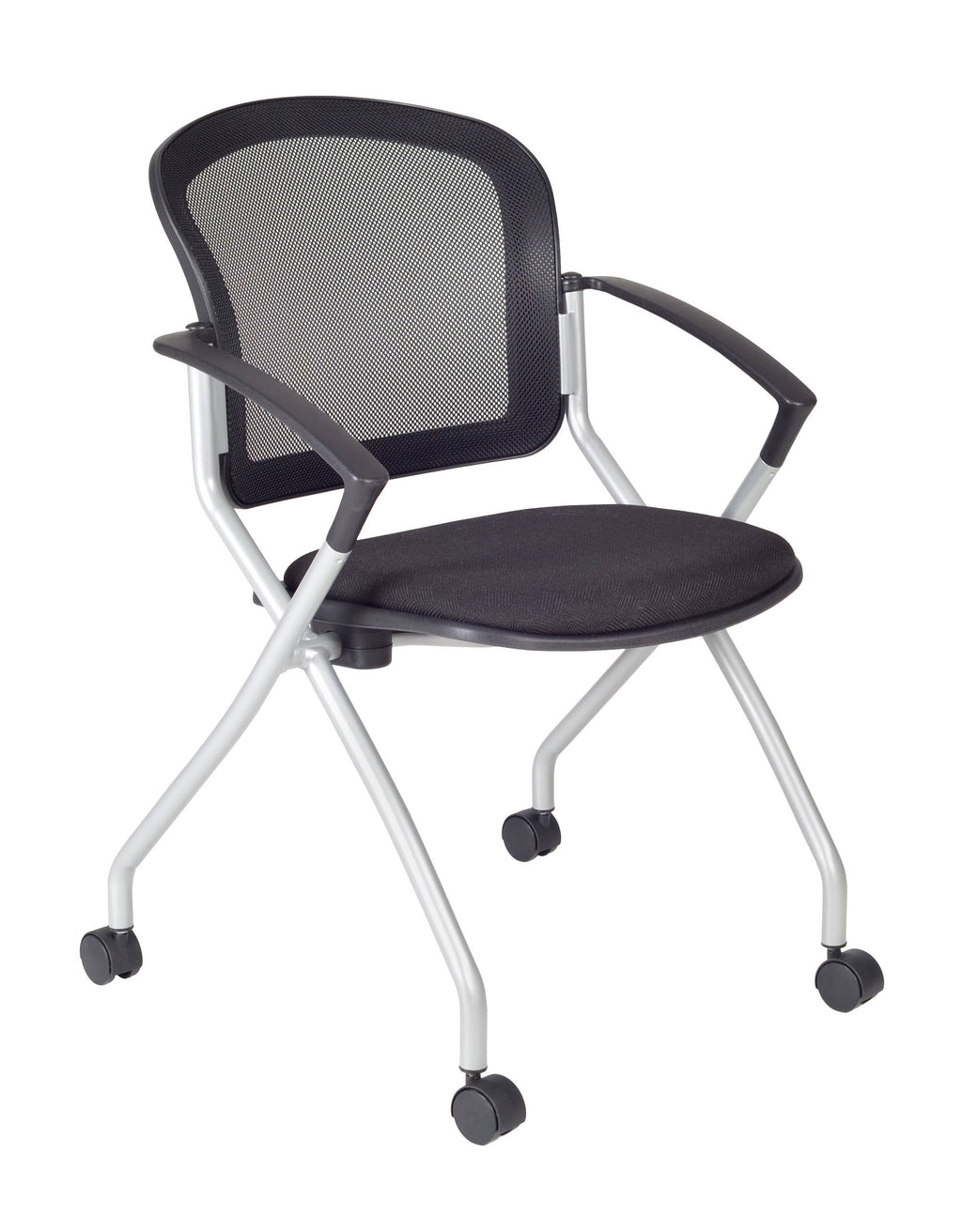 48 x 24 in. Grey Training Table & 2 Black Nesting Chairs P3817