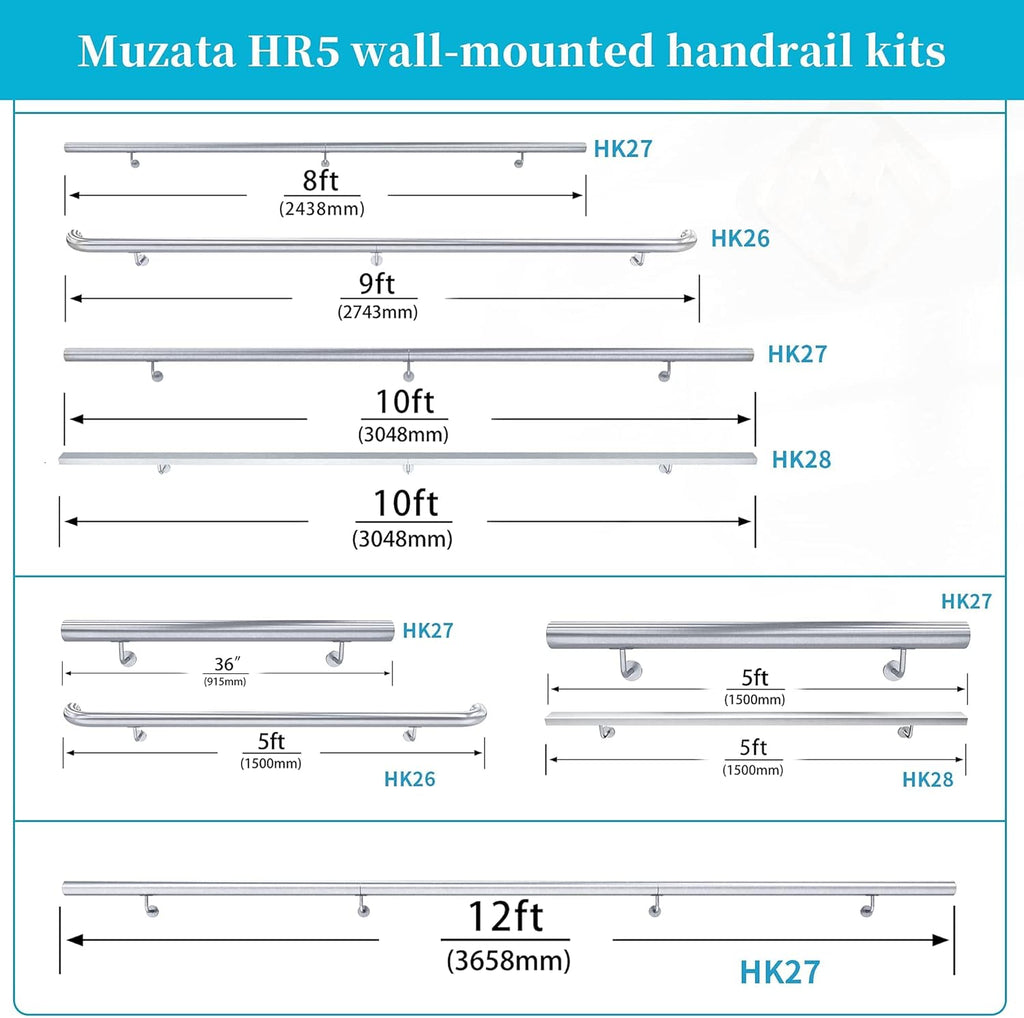 Brushed Stainless Steel Wall Mounted Stair Handrail Q109