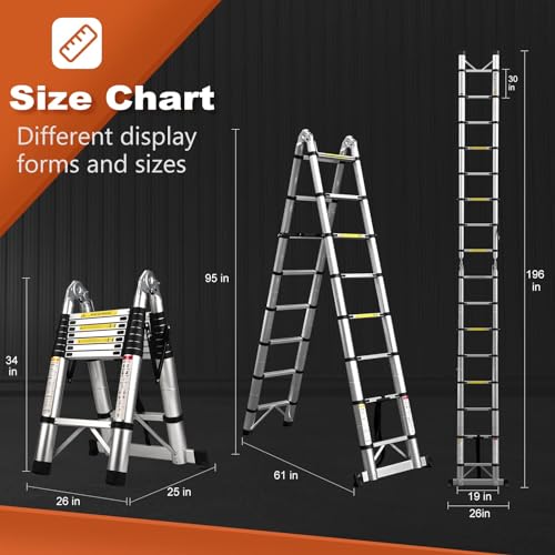 15.5 Ft Telescoping Aluminum Ladder with Non-Slip Feet H418