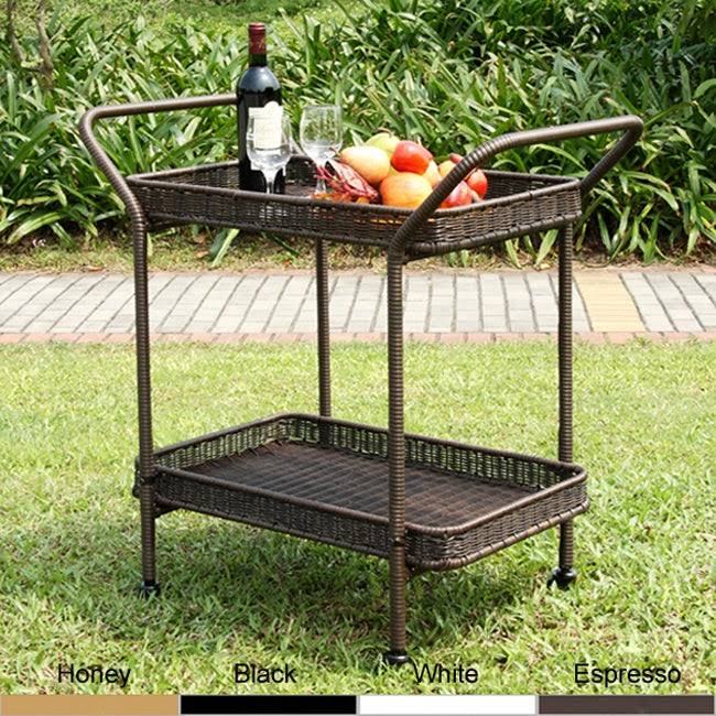Brown Wicker Patio Serving Cart W509